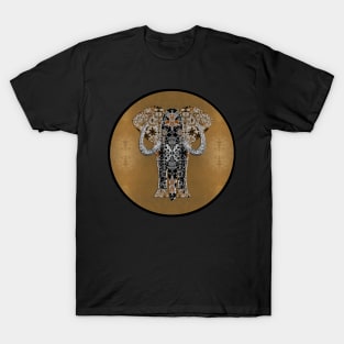 Deco Elephant with Gold Leaf Background T-Shirt